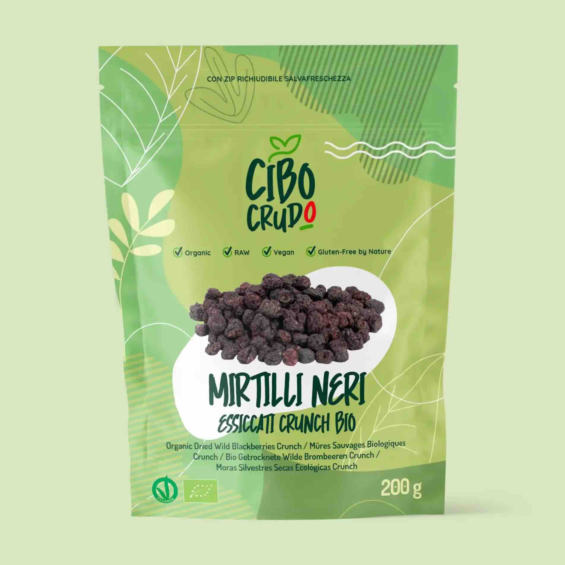 Mirtilli Neri Essiccati Crudi Bio Grunch - Raw Organic - 200g